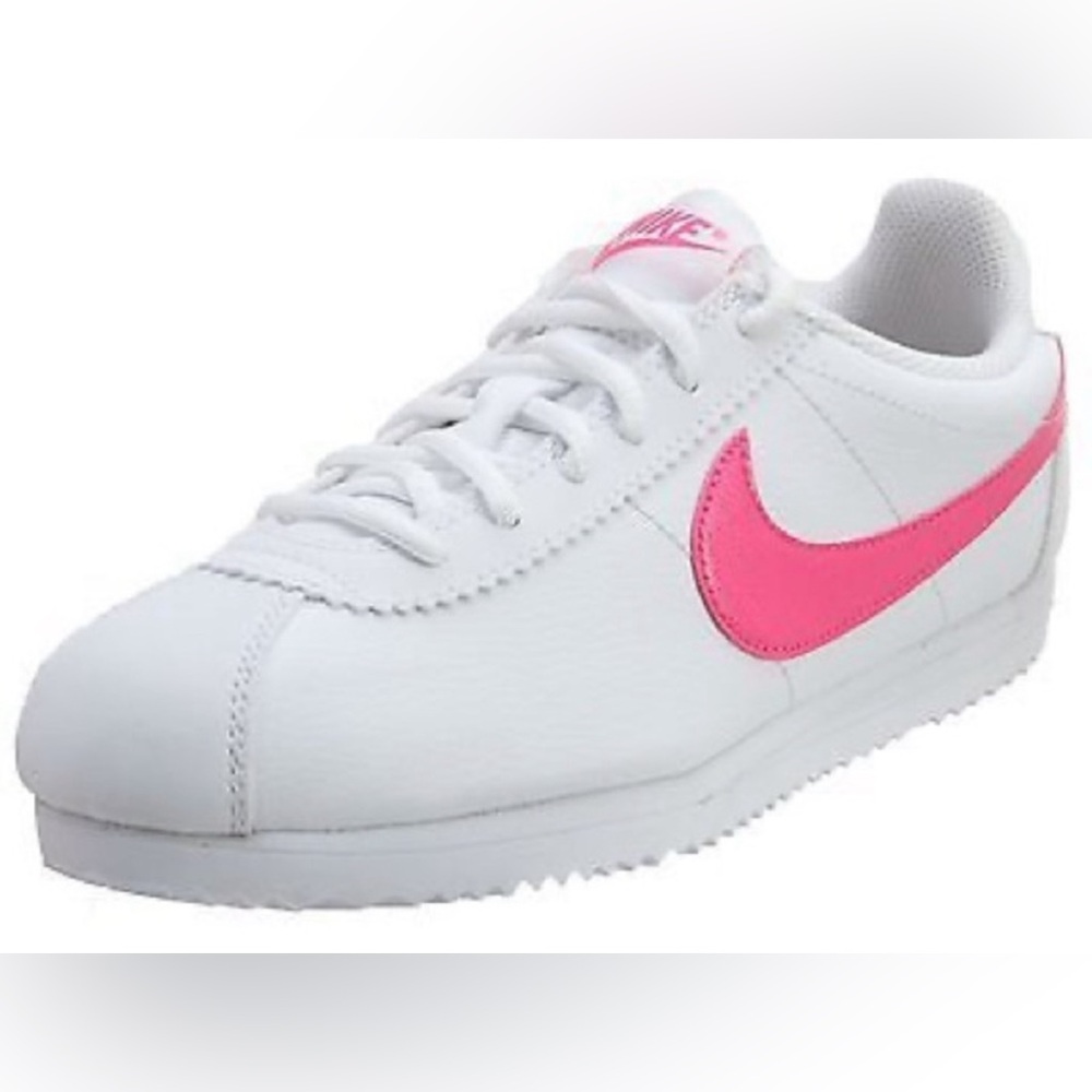 🌞 Nike Classic Cortez White Barbiecore Pink swoosh light weight womrn size 5